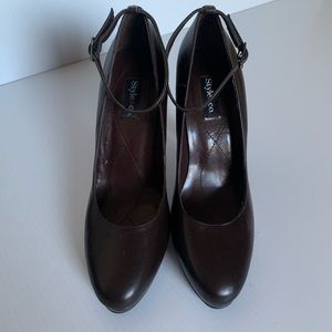 Style & Co brown pumps with ankle strap. Size 5.5